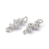 Eco-Friendly Brass Micro Pave Clear Cubic Zirconia Links Connectors ZIRC-C022-03P-2