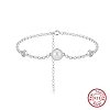 Natural Freshwater Pearls and Cubic Zirconia Link Bracelets BJEW-D343-01P-2