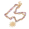 304 Stainless Steel Sun Pendant Printed Polyester Cord Necklaces for Women NJEW-D340-02G-1