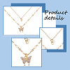 2Pcs 2 Colors Crystal Rhinestone Butterfly Pendant Double Layer Necklaces Set NJEW-AN0001-23-3