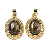 Natural Bronzite Oval Pendants G-B079-02G-02-1