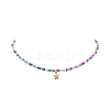 304 Stainless Steel Star Pendant Necklace with Glass Seed Beaded Chains for Women NJEW-JN04290-3