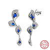 925 Sterling Silver Cubic Zirconia Leaf Stud Earrings EJEW-L294-011P-1