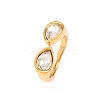 304 Stainless Steel with Glass Cuff Open Rings RJEW-Z125-03G-01-4