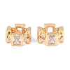 Brass Micro Pave Clear Cubic Zirconia Rondelle European Beads KK-L261-04G-1
