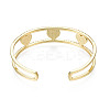 Enamel Heart Open Cuff Bangle with Clear Cubic Zirconia BJEW-N012-024-2