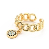 Cubic Zirconia Flat Round Open Cuff Ring KK-D080-11G-1