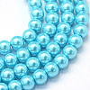 Baking Paint Pearlized Glass Pearl Round Bead Strands HY-Q003-14mm-48-1
