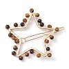 2Pcs Moon & Star Alloy with Natural Tiger Eye Hollow Hair Barrettes PHAR-JH00105-04-4