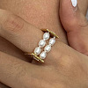 Irregular 304 Stainless Steel with Natural Freshwater Pearl Finger Rings for Women WZ4968-2