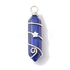 Natural Lapis Lazuli Double Terminal Pointed Pendants PALLOY-JF02673-04-1
