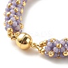 Glass Seed Beaded Bracelet with Brass Magnetic Clasp BJEW-JB07802-05-5