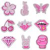 9Pcs 9 Styles Pink Series Enamel Pins JEWB-SZ0002-03-1