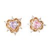 2Pcs 2 Colors Brass Micro Pave Cubic Zirconia Beads KK-YW0003-05-1