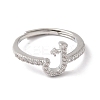 Rack Plating Brass Cubic Zirconia Arabic Letters Adjustable Rings for Women RJEW-S407-10P-14-2
