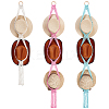 3Pcs 3 Colors Cotton with Wood Wall Hat Hanger ODIS-PH0001-78-1