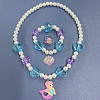 Resin & Glass Bead Pendant Necklaces & Charm Bracelets & Rings Sets FS-WGCCE83-02-1