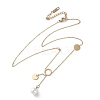 304 Stainless Steel Crystal Rhinestone Round Disc Pendant Necklaces NJEW-A045-03G-2