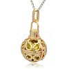 Golden Tone Brass Hollow Round Cage Pendants KK-J235-05G-2