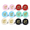 Flat Round with Butterfly Stud Earrings for Women EJEW-N046-017-NR-1