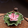 Lotus Leaf & Lotus Flower Porcelain Incense Burners DJEW-CN0001-38B-3