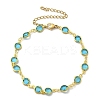 304 Stainless Steel Flat Round Acrylic Rhinestone Cup Chain Anklets for Women LS-AJEW-B031-02G-03-4