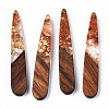 Transparent Resin & Walnut Wood Pendants X-RESI-N039-69D-1