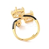 Rhombus Brass Micro Pave Clear Cubic Zirconia Adjustable Rings RJEW-U009-13G-4