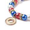 Colorful Glass Pearl Beaded Stretch Bracelet BJEW-JB09210-4