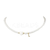 Brass Micro Pave Grade AAA Cubic Zirconia Letter Pendant Necklaces NJEW-JN04771-12-1