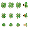 12Pcs 3 Size Green Resin Clover Lapel Pin Brooch JEWB-CA0001-39-1