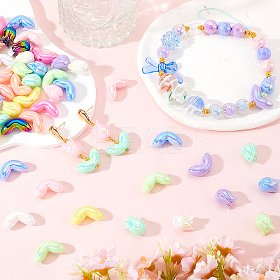 80Pcs 20 Styles UV Plated Acrylic Beads OACR-SC0001-86-1