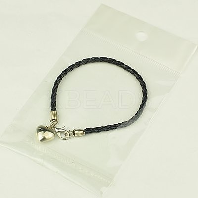 PU Leather Braided Charm Bracelets BJEW-JB00785-09-1