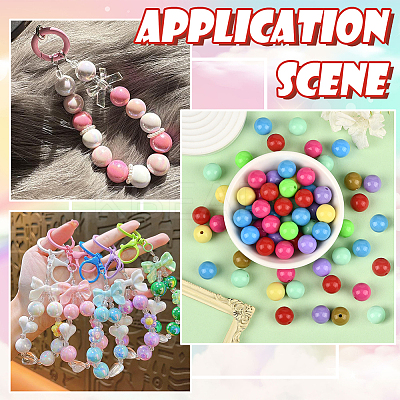 100Pcs Opaque Acrylic Beads OACR-PA0001-31B-1