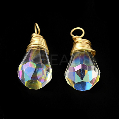Rack Plating Brass with Glass Pendant KK-C023-01A-1
