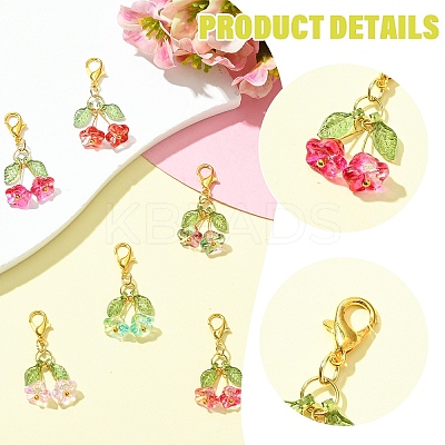 7Pcs Glass & Acrylic Pendant Decorations HJEW-YW00125-1