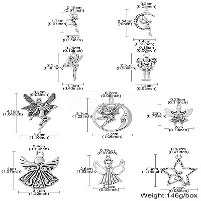 50Pcs 10 Style Tibetan Style Alloy Pendants TIBEP-CJ0003-48-1