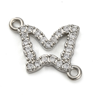 Brass Micro Pave Clear Cubic Zirconia Butterfly Links Connector Charms KK-A230-03C-P-1