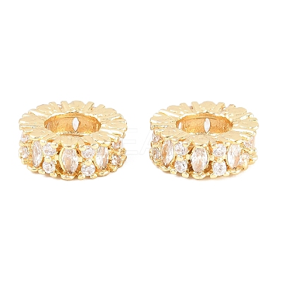 Brass Micro Pave Clear Cubic Zirconia European Beads KK-B186-20G-1