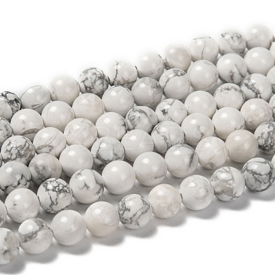 1 Strand White Round Natural Howlite Beads Strands X-TURQ-G091-8mm-1