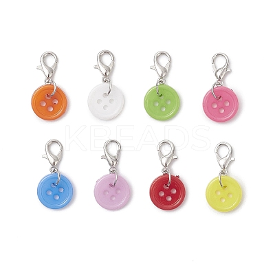 Acrylic Sewing Buttons Pendant Decorations HJEW-JM04109-02-1