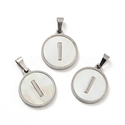 304 Stainless Steel with White Shell Pendants STAS-G268-01I-P-1