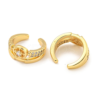 Brass Micro Pave Cubic Zirconia Cuff Earrings EJEW-C104-087G-1