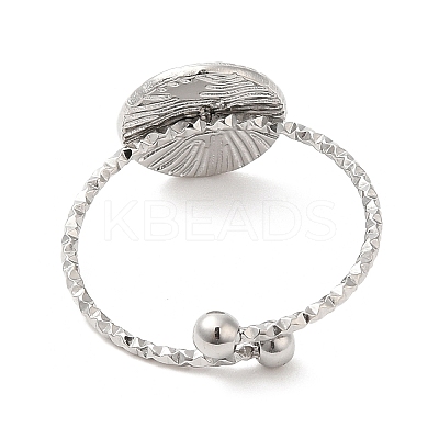 Non-Tarnish 304 Stainless Steel Flat Round Open Cuff Ring for Women RJEW-M149-14P-1