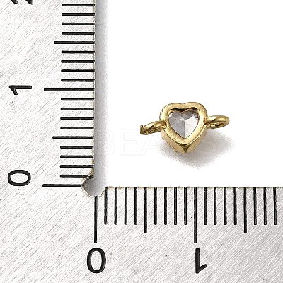 Rack Plating Brass Cubic Zirconia Heart Links Connector Charms KK-M014-01D-G-1