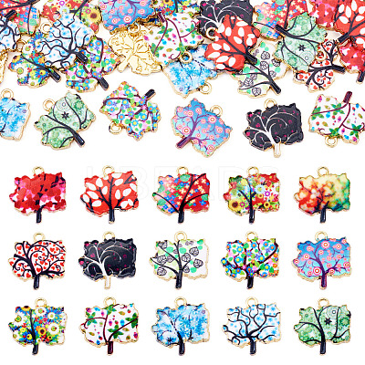 30Pcs 15 Colors Alloy Enamel Pendants ENAM-TA0009-02-1