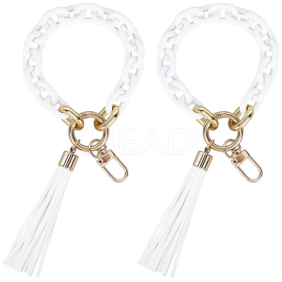 2Pcs Acrylic & Zine Alloy & PU Pendant Decoration KEYC-CL0001-44B-1