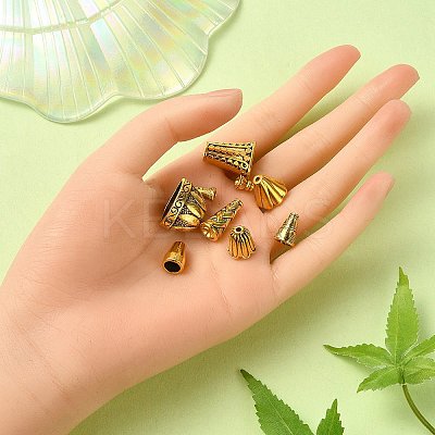 72pcs 10 style Tibetan Style Alloy Bead Cap & Cone TIBE-YW0001-57-1