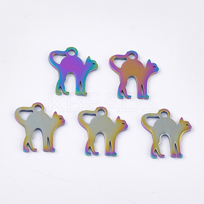 Ion Plating(IP) 304 Stainless Steel Kitten Charms STAS-Q201-JN215-1