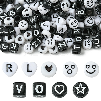 200Pcs Mixed Style and Shapes Acrylic Beads OACR-FS0001-68B-1
